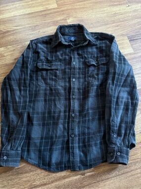 George Black Plaid Flannel Shirt